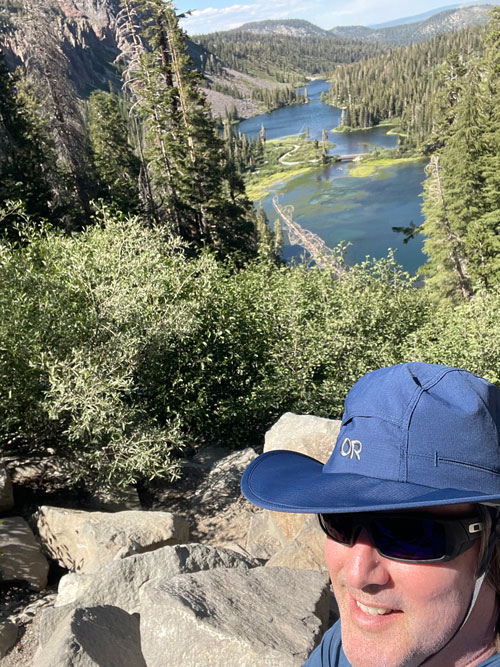 Joseph at waterfall above Twin Lakes at Mammoth